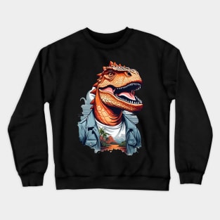 Dinosaur Roar Tropical Adventure AI Art Crewneck Sweatshirt